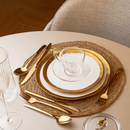 Prato de Sobremesa Dubai Branco e Dourado 21cm