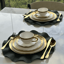 Prato de Sobremesa Dubai Branco e Dourado 21cm